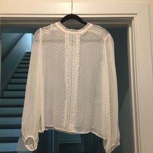 White Long Sleeve Sheer Peasant Top